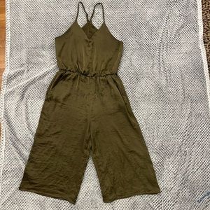 Cropped Leg Green Silk Jumper